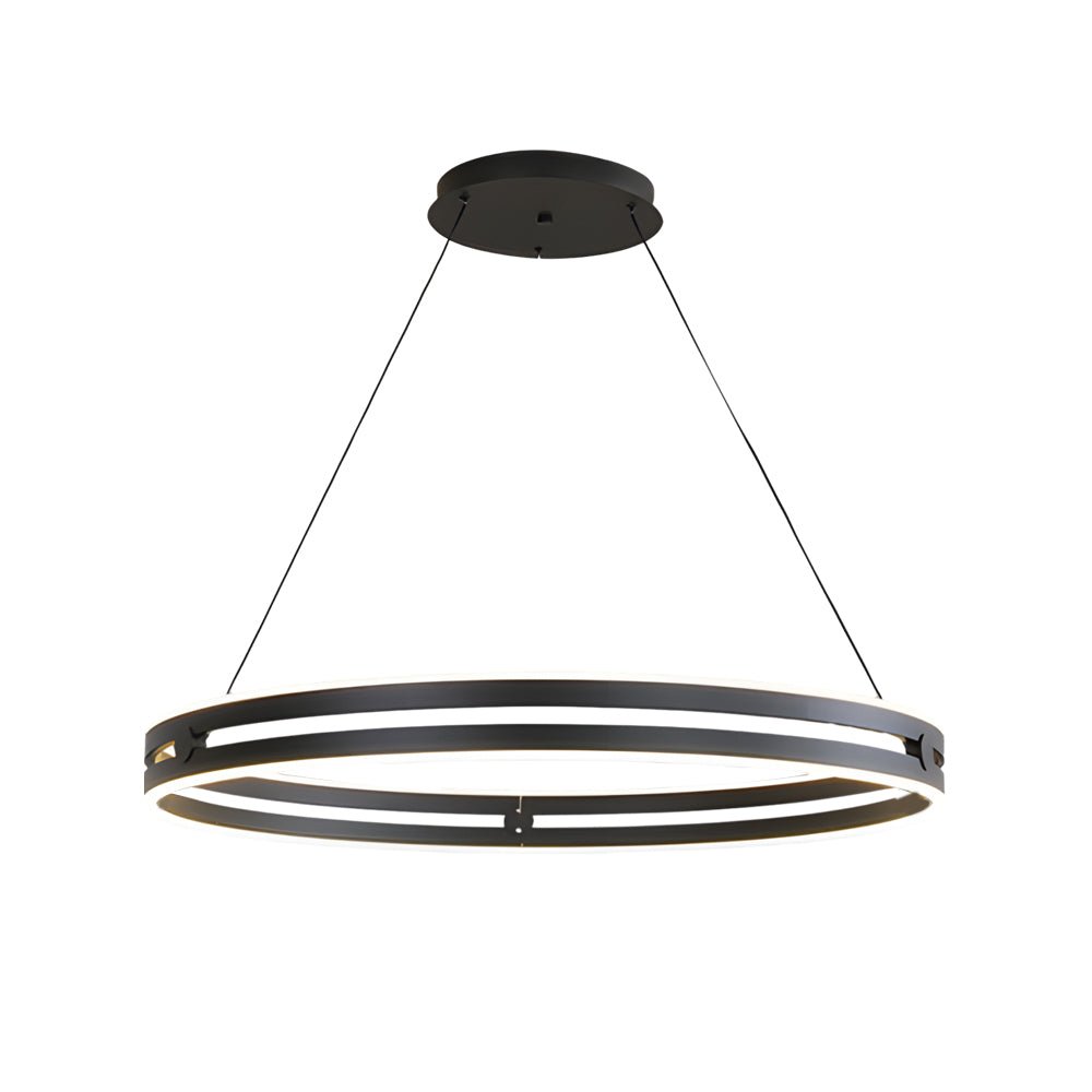 WINTHROP DUAL WHEEL LED PENDANT LIGHTING, ONYX/BRASS/MAHOGANY