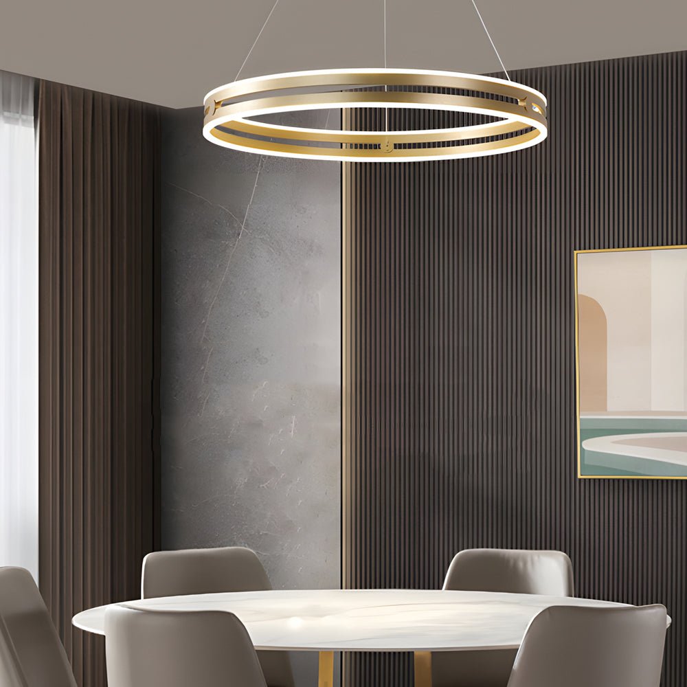 WINTHROP DUAL WHEEL LED PENDANT LIGHTING, ONYX/BRASS/MAHOGANY