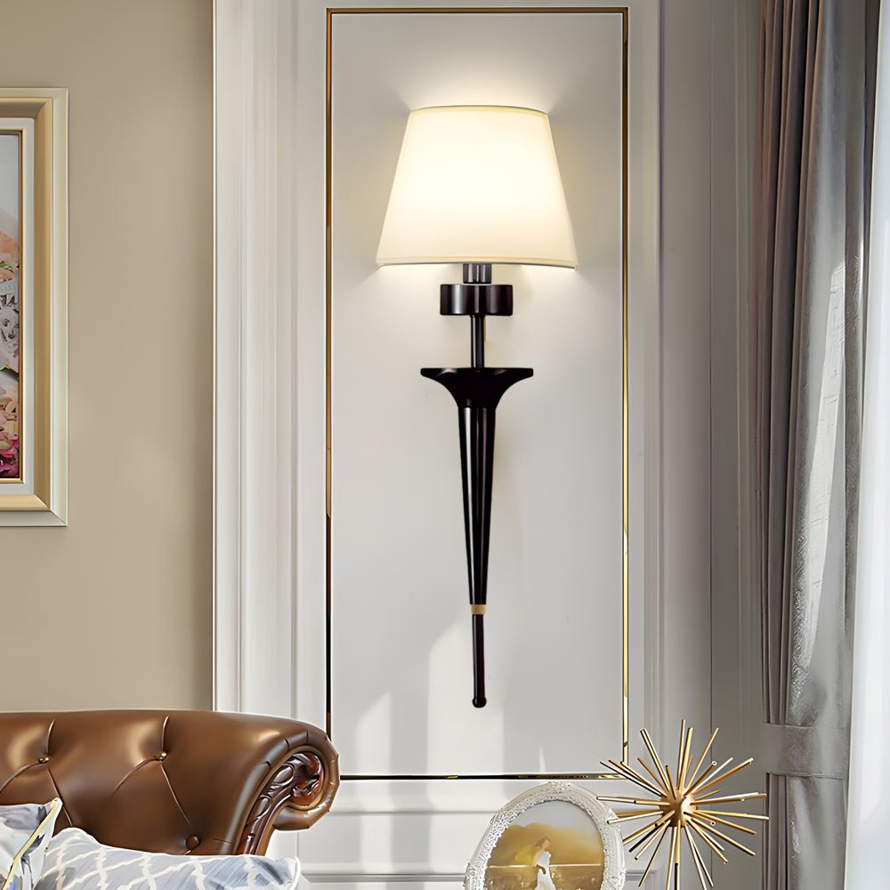 WINTHROP GOLDEN COPPER WALL LANTERN WITH FABRIC SHADE