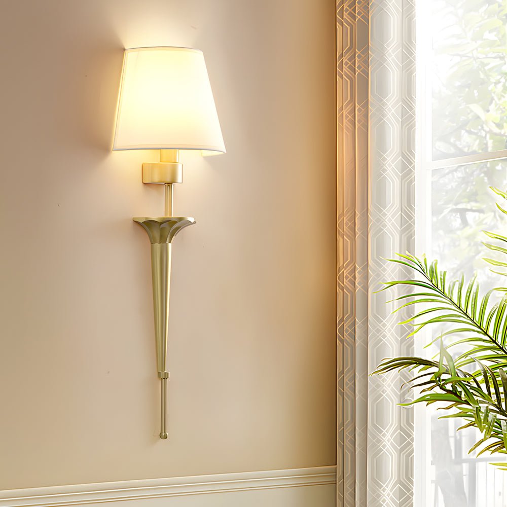 WINTHROP GOLDEN COPPER WALL LANTERN WITH FABRIC SHADE