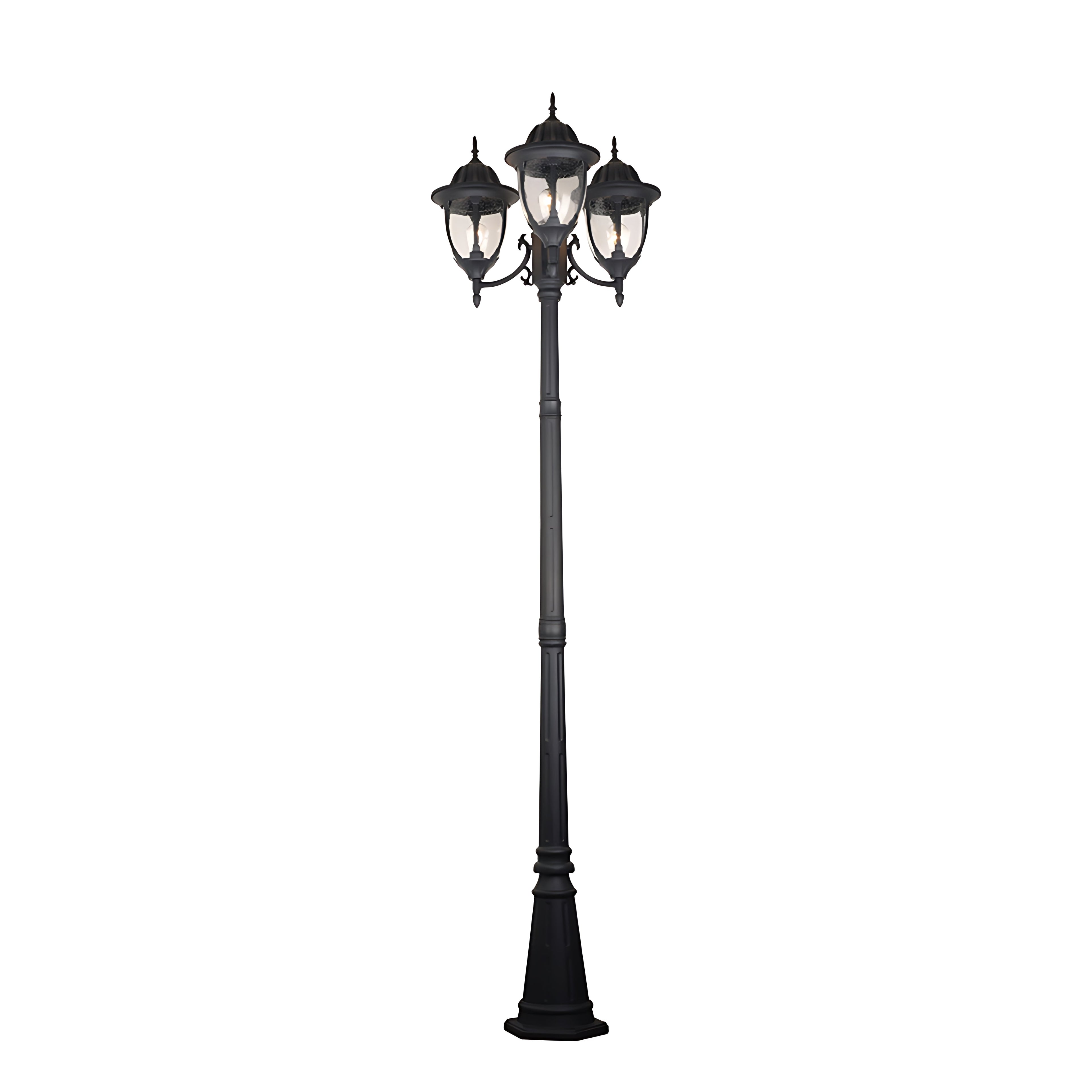 CHATHAM TRIPLE-ARMED OUTDOOR LANTERN, WEATHER-RESISTANT ALUMINUM, EUROPEAN INFLUENCE