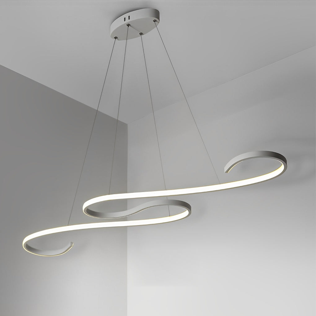 1. "HARTLEY WAVING SILHOUETTE LED CHANDELIER"  
   - Features fluid, undulating lines that create a dynamic visual effect with stepless dimming functionality.

2. "WINCHESTER FLUID FORM LED LIGHTING"  
   - Showcases a minimalist design with gracefully cu