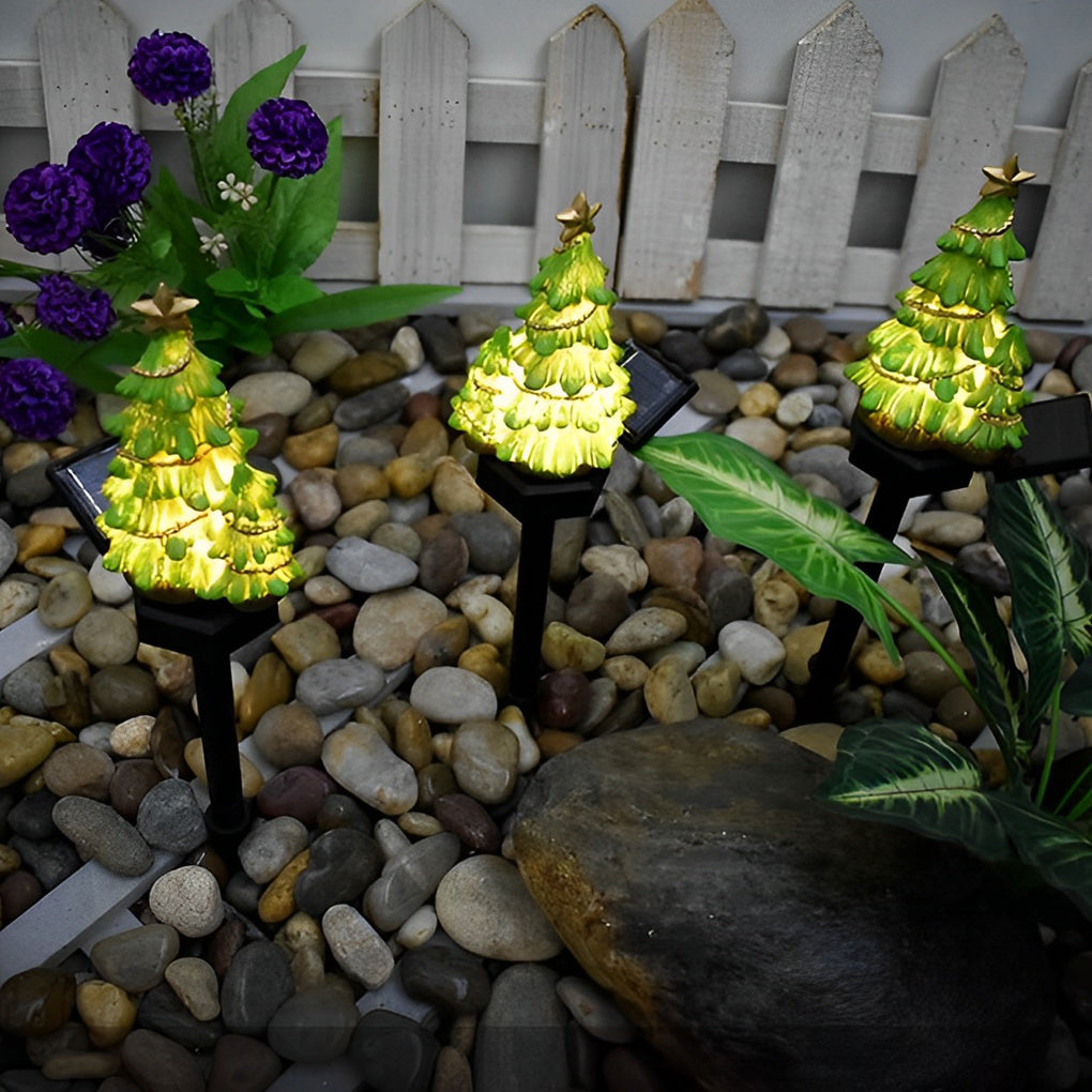 WINTHORPE SOLAR-POWERED RESIN CHRISTMAS TREE GROUND LIGHTS