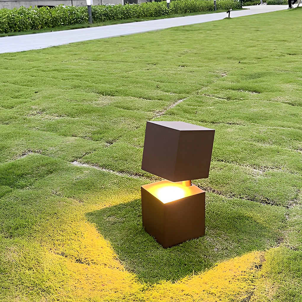 WINTERBOURNE BLACK GEOMETRIC SOLAR GARDEN LANTERN WITH WATERPROOF LED LIGHTING