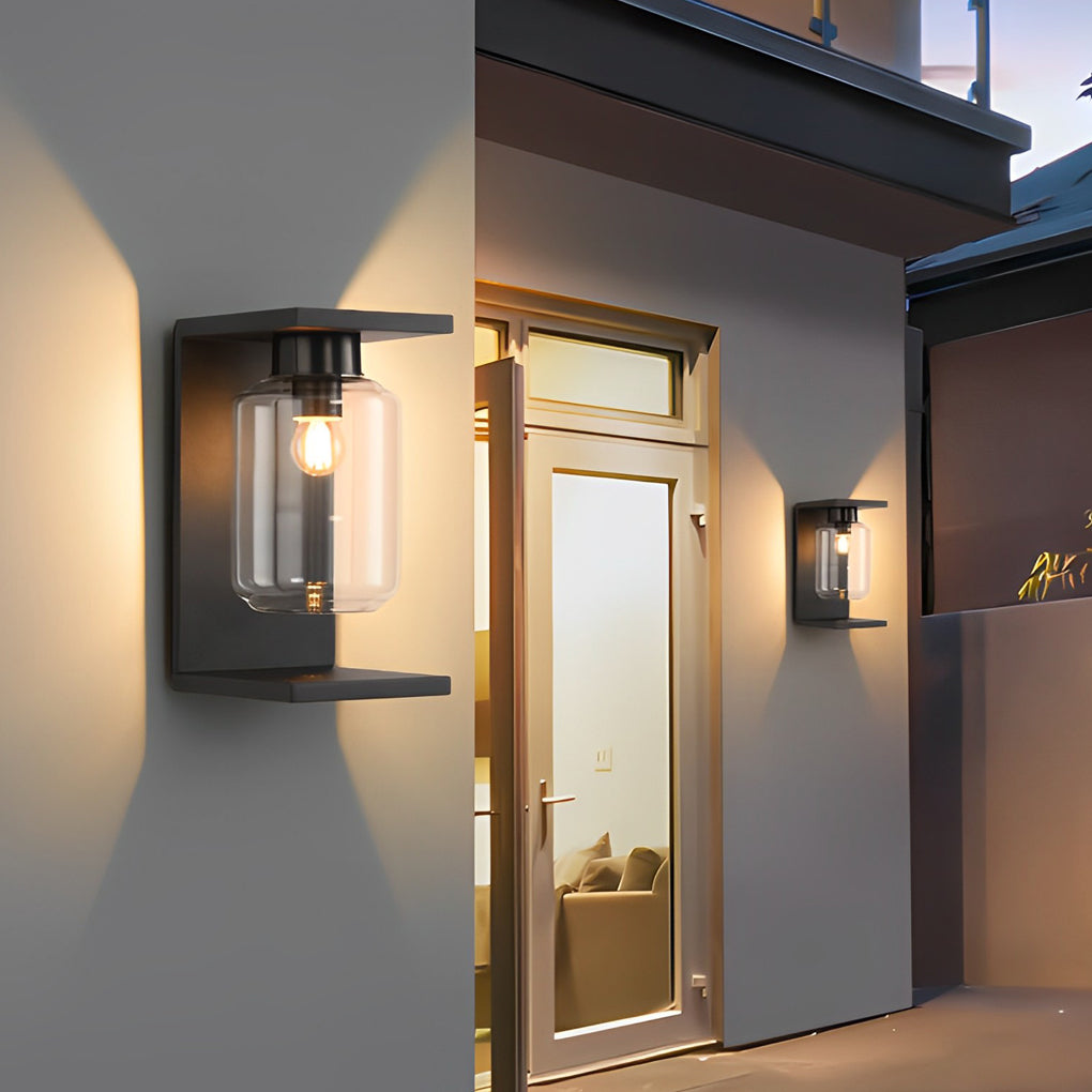 WINDSOR BLACK GLASS SOLAR WALL LANTERN WITH REMOTE CONTROL