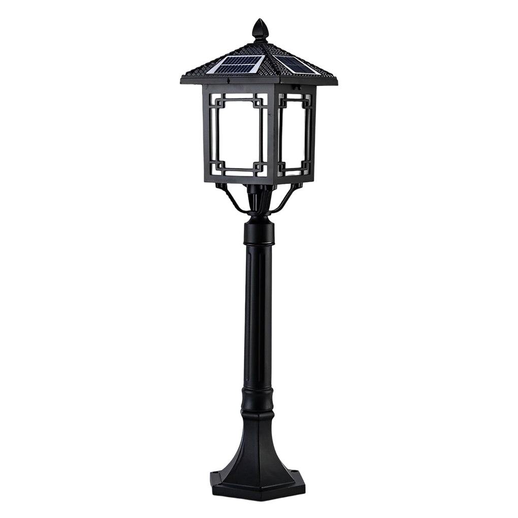 WINTERBOURNE SOLAR-POWERED GARDEN POST LANTERN WITH TRIPLE BRIGHTNESS SETTINGS