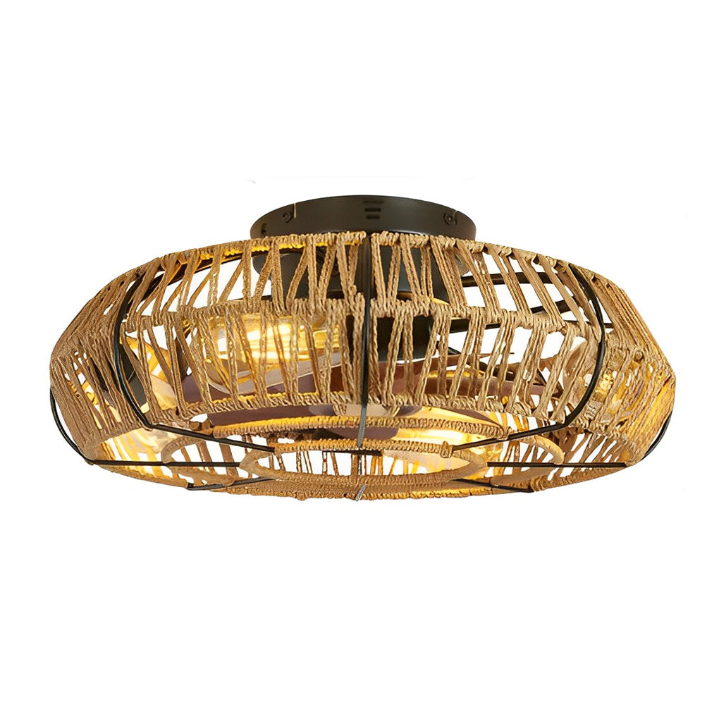 WINDSOR WOVEN RATTAN INDUSTRIAL CEILING LANTERN
