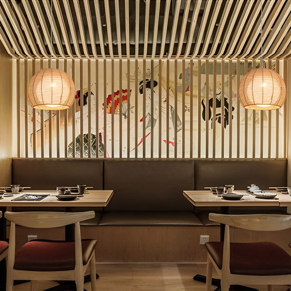 WINTHROPE WOVEN RATTAN LED PENDANT LANTERN