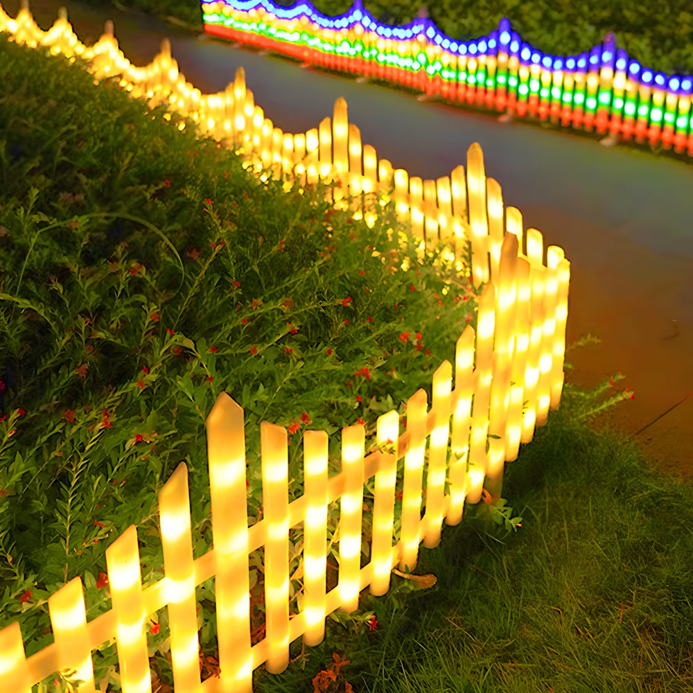 1. **WINSLOW WAVES GARDEN FENCE LANTERNS SET** - A charming collection of eight solar-powered LED lights designed in a graceful wave shape, perfect for illuminating your garden during the festive season.

2. **HARLEQUIN HORIZON SOLAR GLOW FENCE ACCENTS**