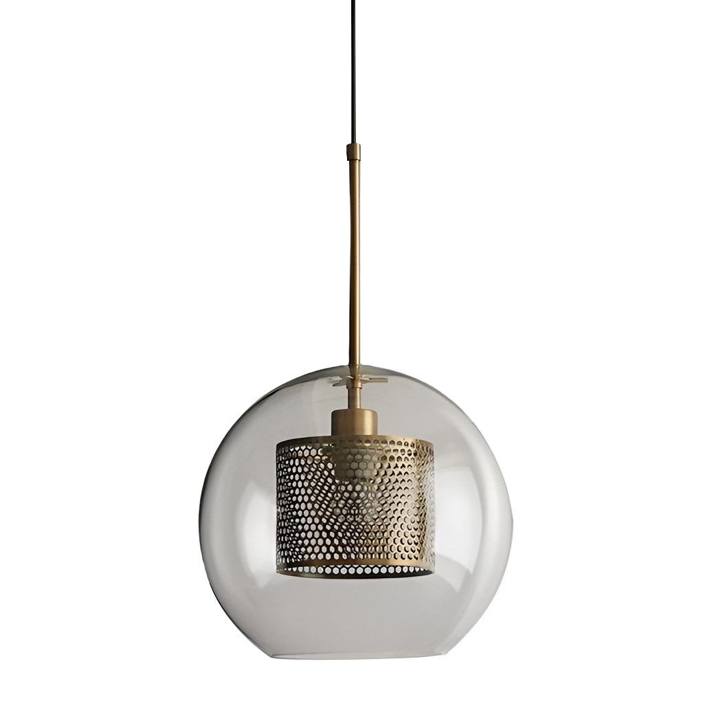 WHITBY ROUND GLASS HANGING LANTERN, INDUSTRIAL KITCHEN PENDANT LIGHT