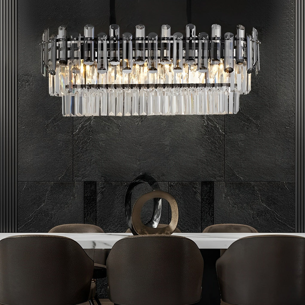 WINDSOR CRYSTAL RECTANGULAR THREE-TIER DIMMING CHANDELIER