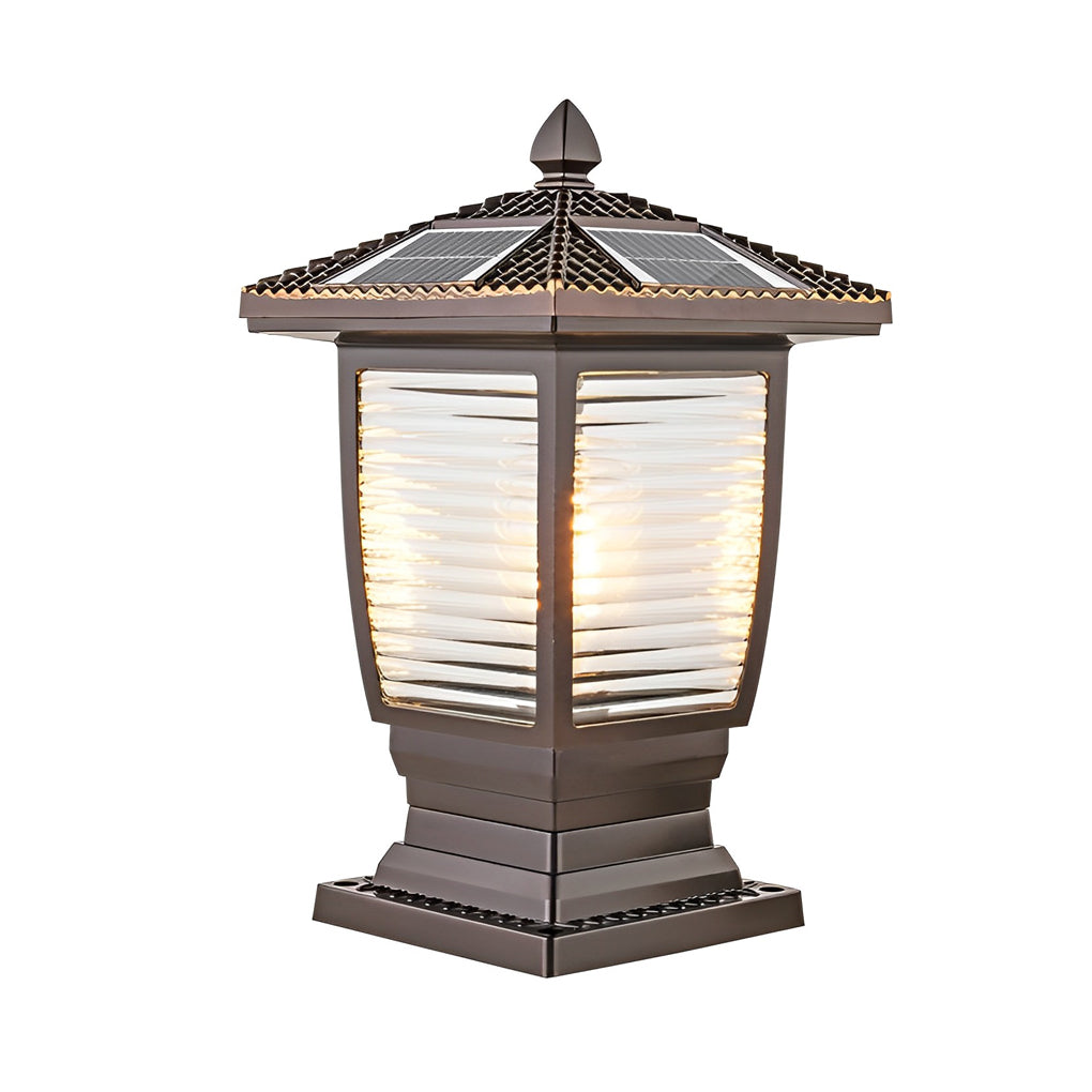 THORNBURY SOLAR-POWERED GLAZED ALUMINUM FENCE POST LANTERNS