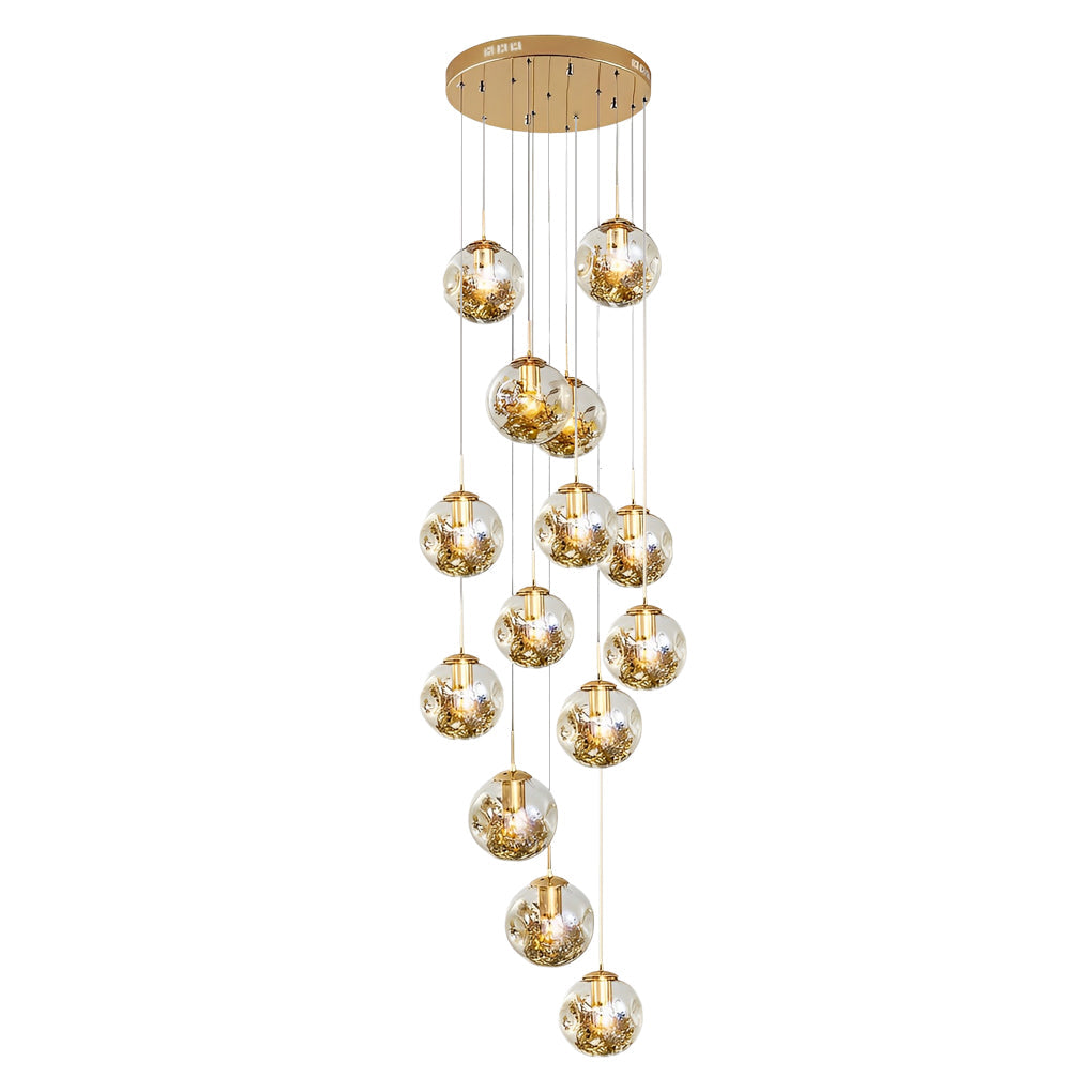 WINDSOR COGNAC CRYSTAL GLOBE ADJUSTABLE CHANDELIER