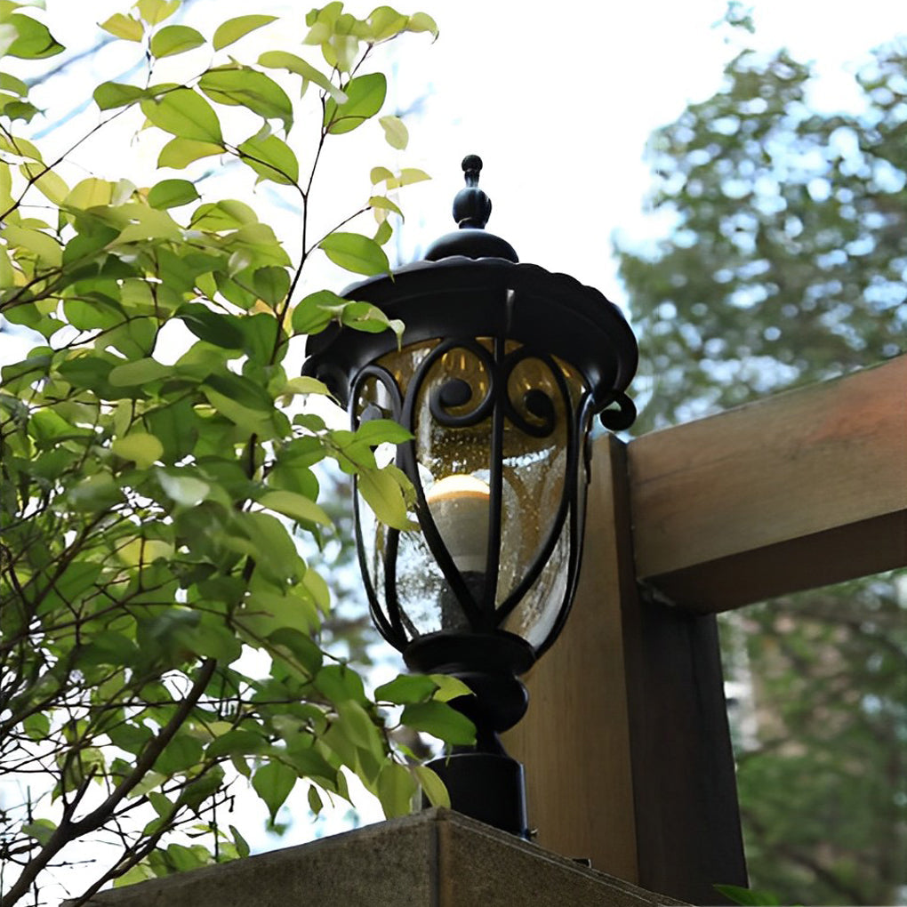 WINDSOR BUBBLE GLASS OUTDOOR PILLAR LANTERN
