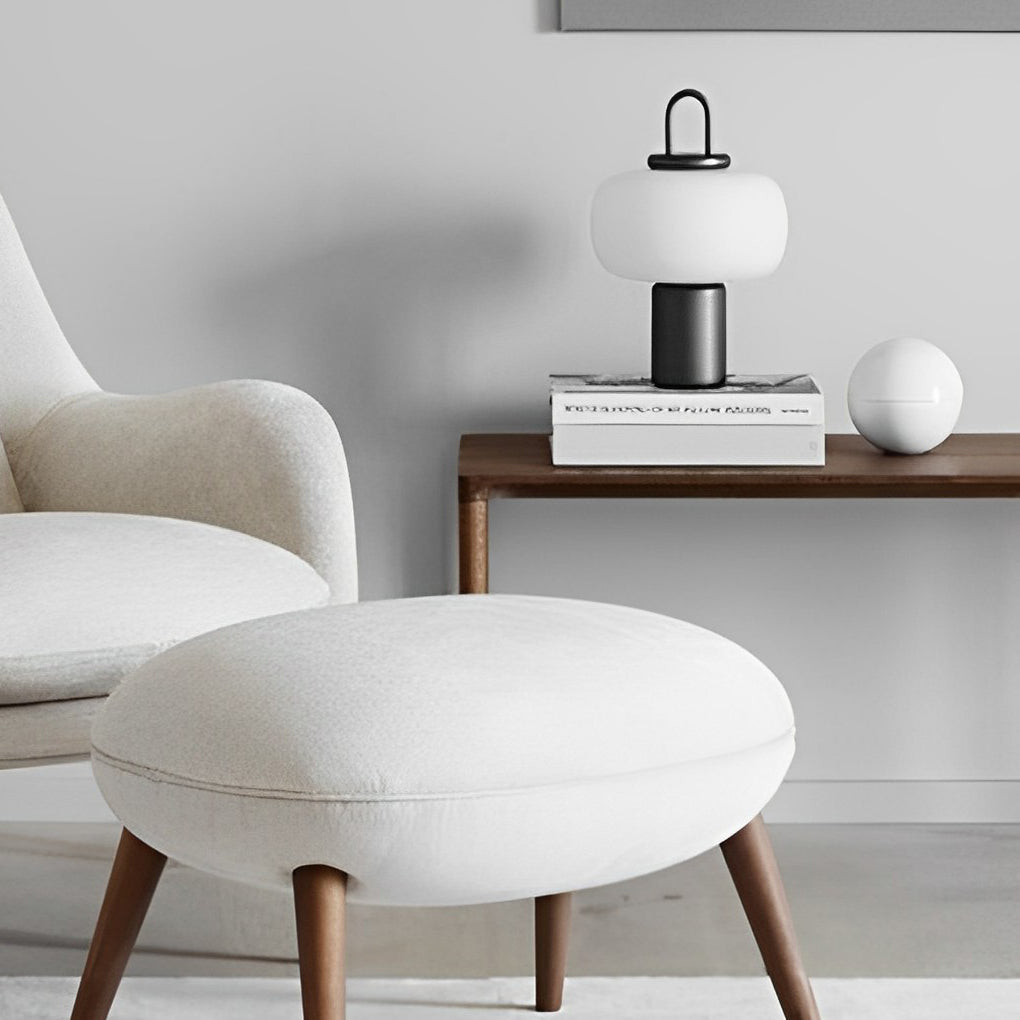 WINTHROP MILK GLASS GLOBE LAMP, PORTABLE LED AMBIENT ILLUMINATION