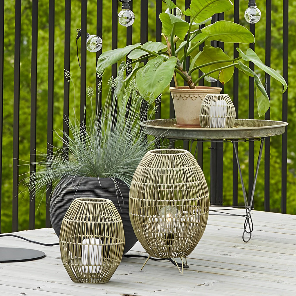 WINTHORPE WOVEN RATTAN OVAL OUTDOOR LANTERN