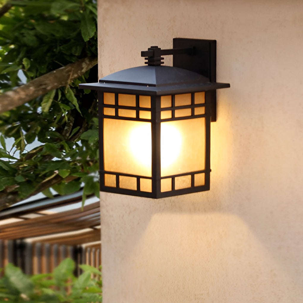 WINTHORPE SQUARE YELLOW GLASS OUTDOOR WALL LANTERN