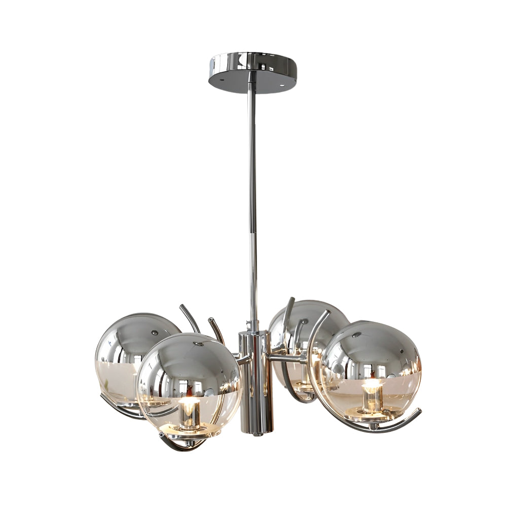 WINTHORPE POLISHED IRON & GLASS ORB CHANDELIER