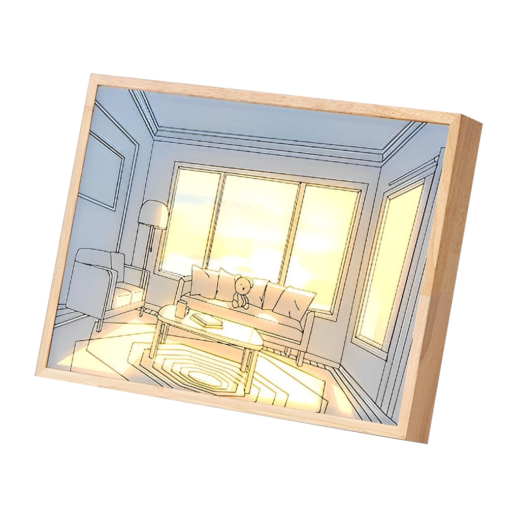 WINTERBOURNE WOODEN FRAME TOUCH-SENSITIVE DIMMABLE SUNSET ILLUMINATION ART LIGHT