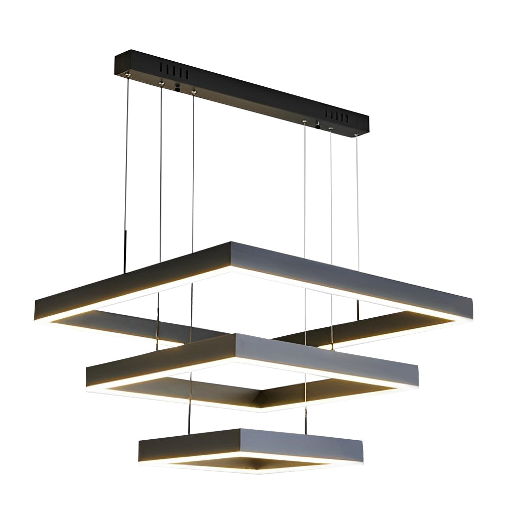 WINTHROP TRIO LAYER DIMMABLE LED SQUARE CHANDELIER WITH REMOTE