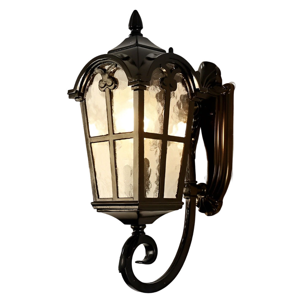WINTERBOURNE BLACK GLASS OUTDOOR WALL LANTERN