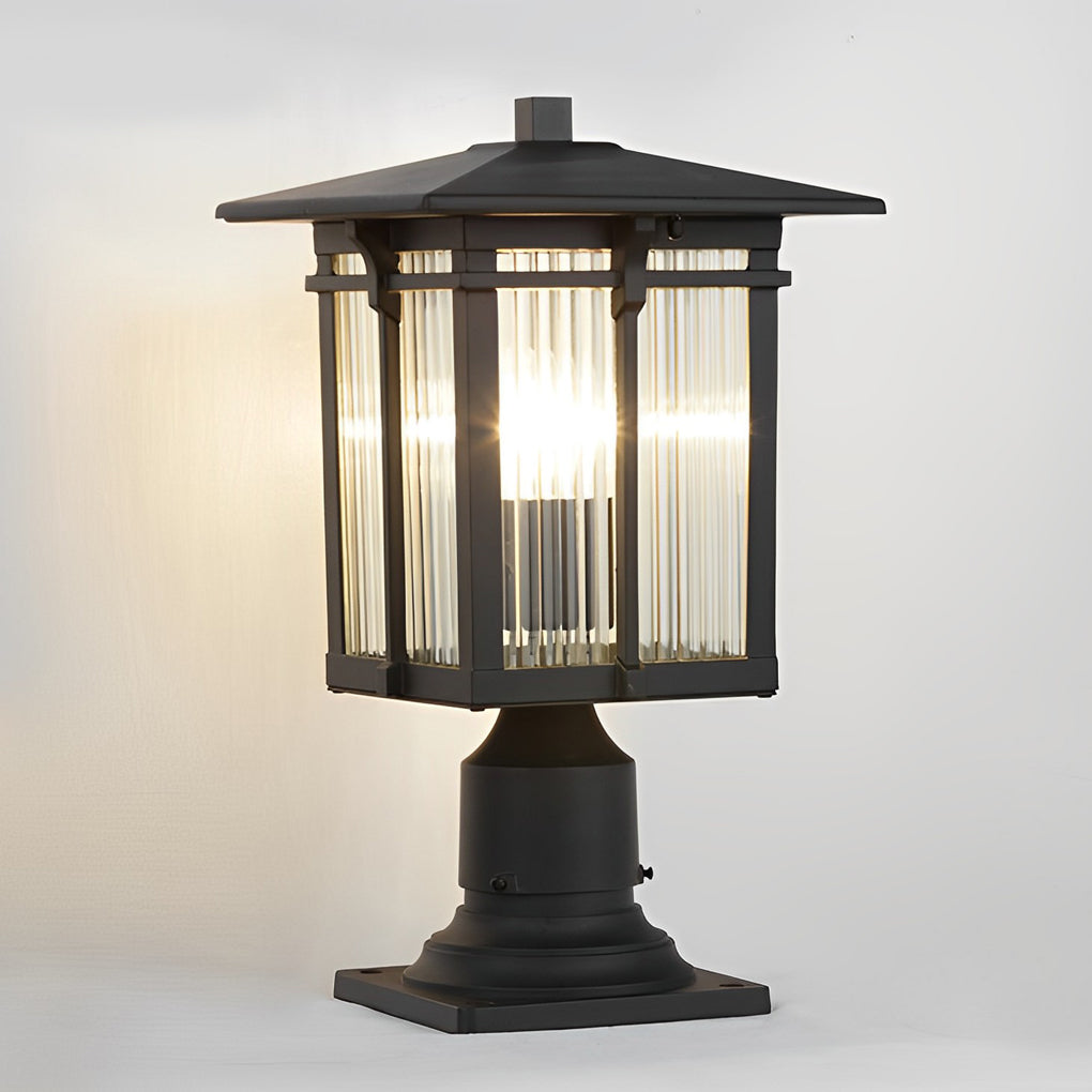 WINDSOR STRIPE GLASS OUTDOOR LANTERN POST LIGHTS