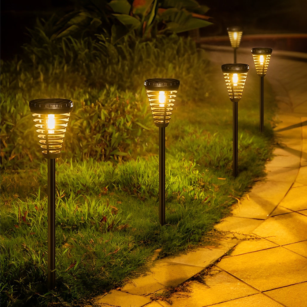 CHARLESTON RINGED SOLAR GARDEN LIGHTS WITH CONICAL DESIGN