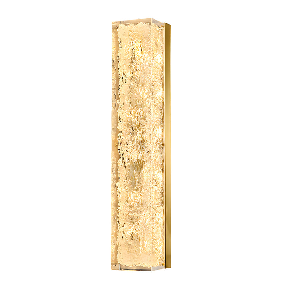 RAVENSTHORPE RECTANGULAR BRASS LED WALL LANTERN WITH ICE RESIN ACCENTS