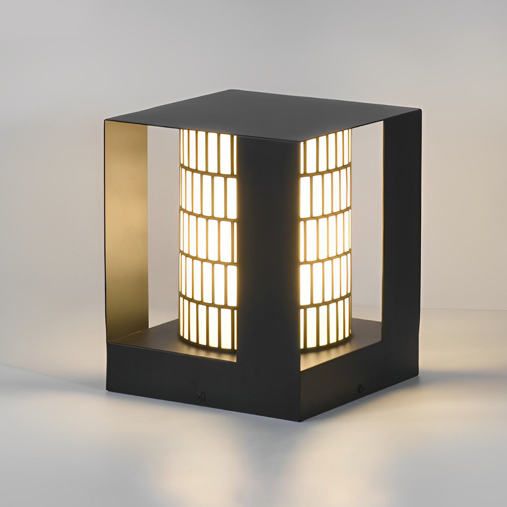 THORNBURY LATTICE-CUT CYLINDRICAL LED OUTDOOR LANTERN WITH WATER-RESISTANT DESIGN