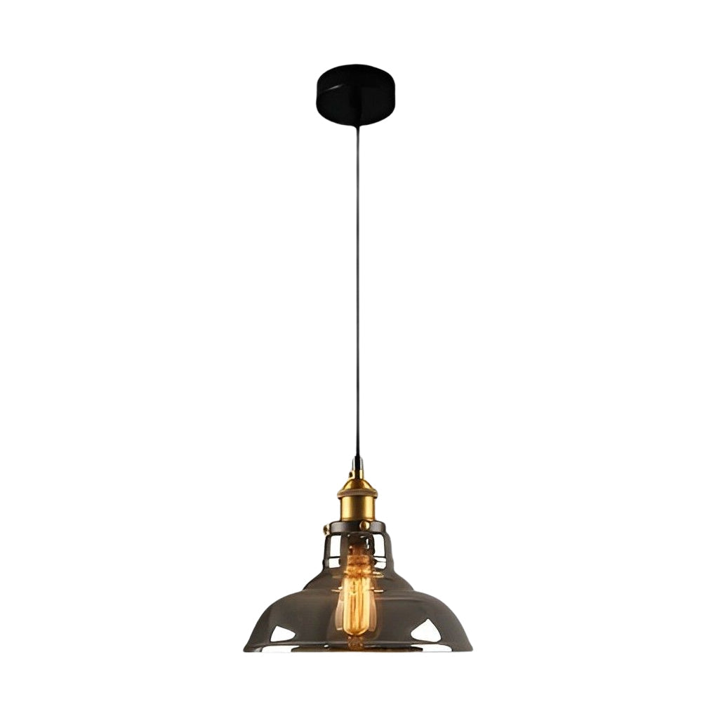 WINTHORPE SMOKED GLASS INDUSTRIAL HANGING LANTERN
