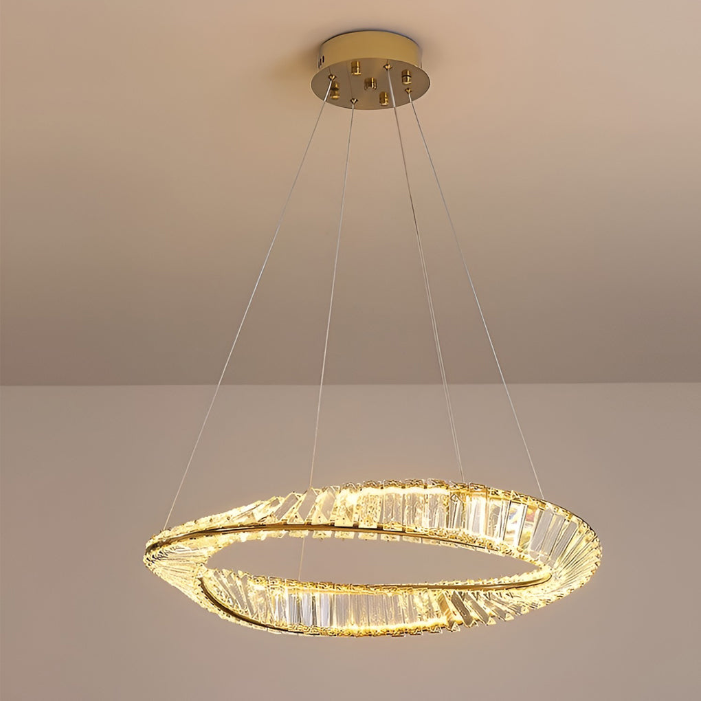 WINTHORPE CRYSTAL RING CHANDELIER WITH VARIABLE BRIGHTNESS