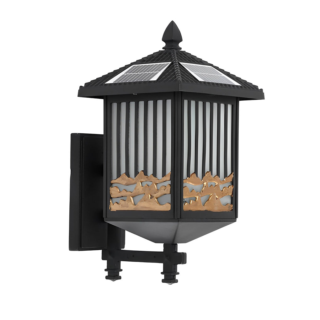 WHITBY BLACK VINTAGE SOLAR WALL LANTERN