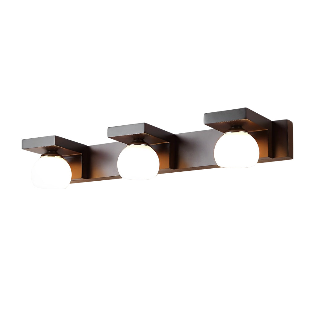 WINDSOR WOODEN BATHROOM ILLUMINATOR WITH FLEXIBLE IRON SPOTLIGHT AND FIXED GLASS GLOBE