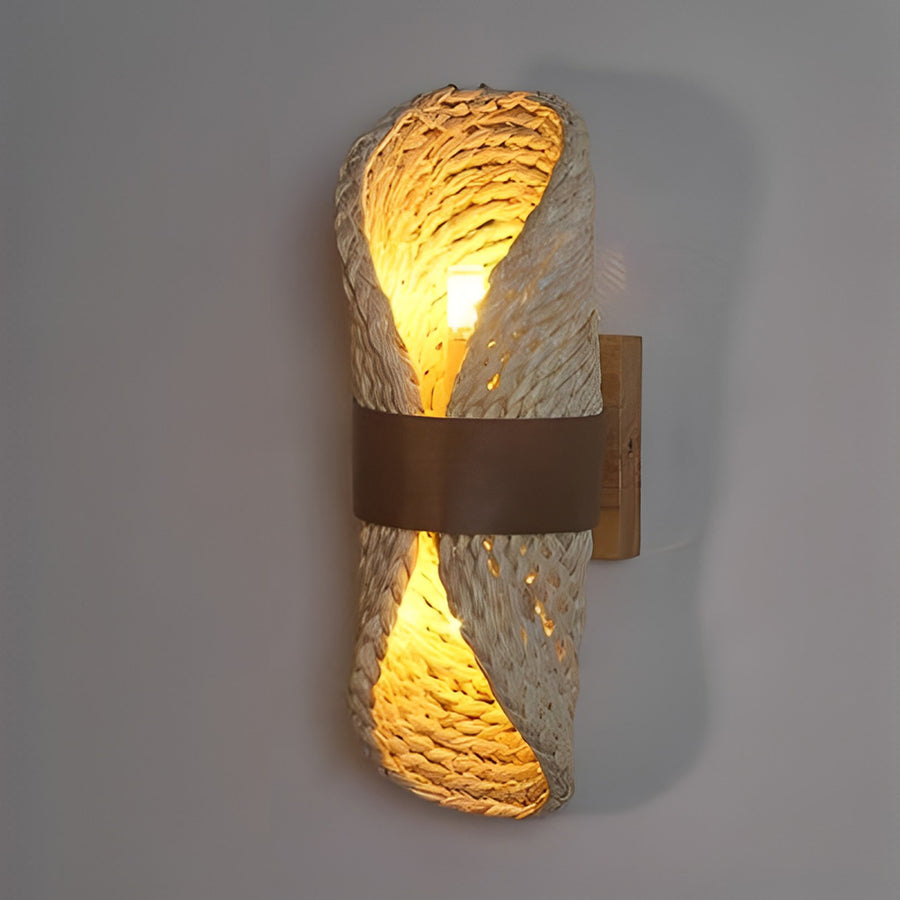 WHITBY RATTAN WOVEN LED TWIN-FACED WALL SCONCE