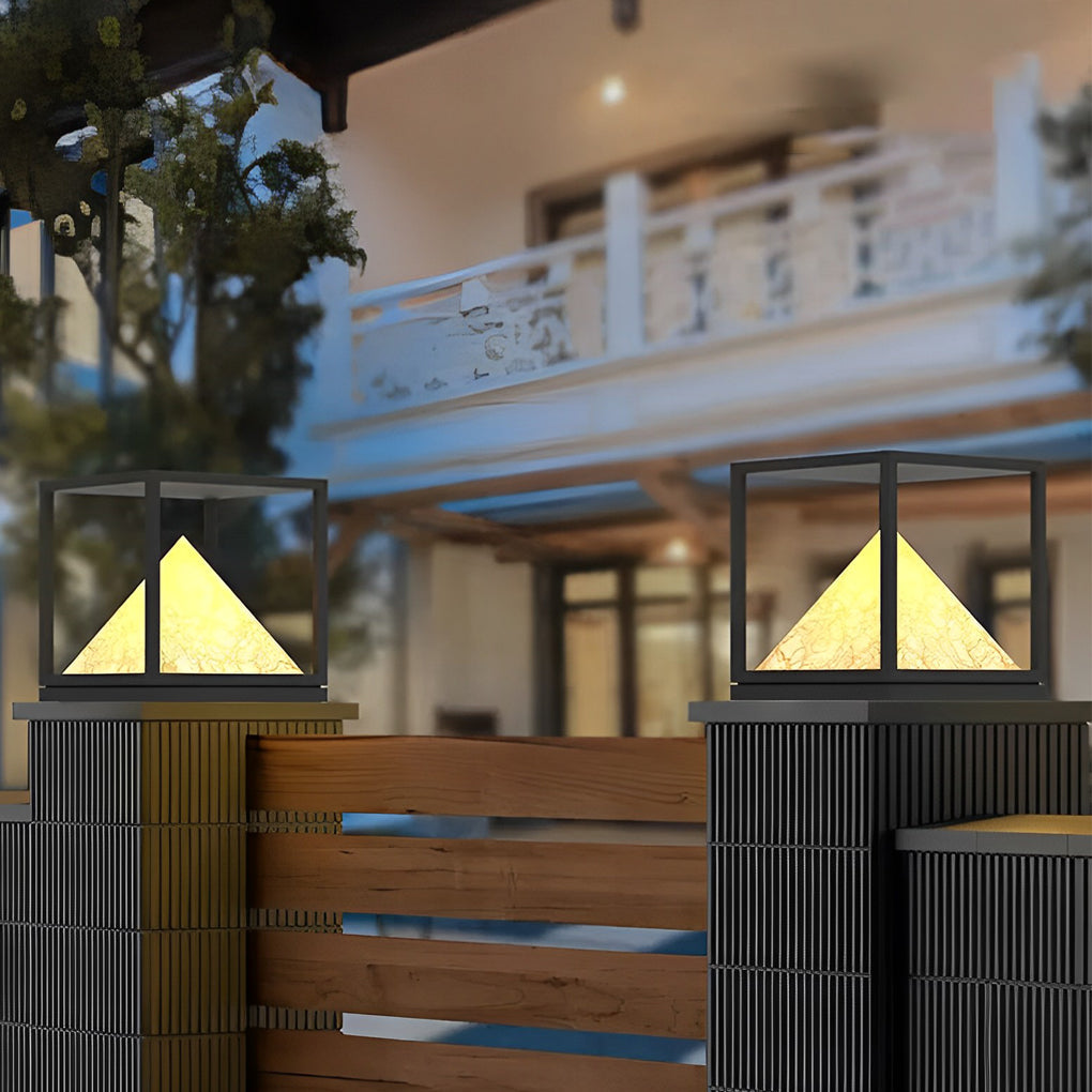 WINDSOR SQUARE SOLAR PILLAR LIGHTS WITH IP65 WATERPROOFING IN BLACK FINISH