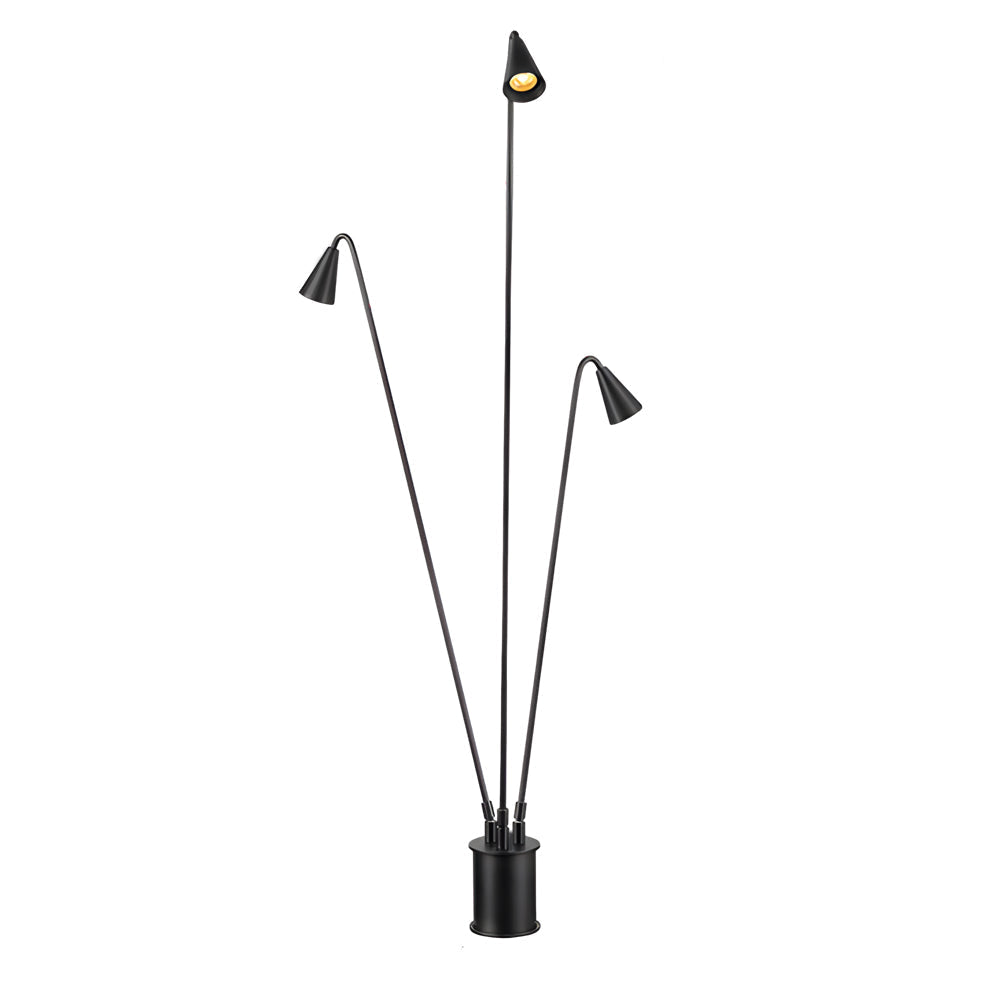WINTERBOURNE TRIPLE-ARM BLACK LED FLOOR LANTERN