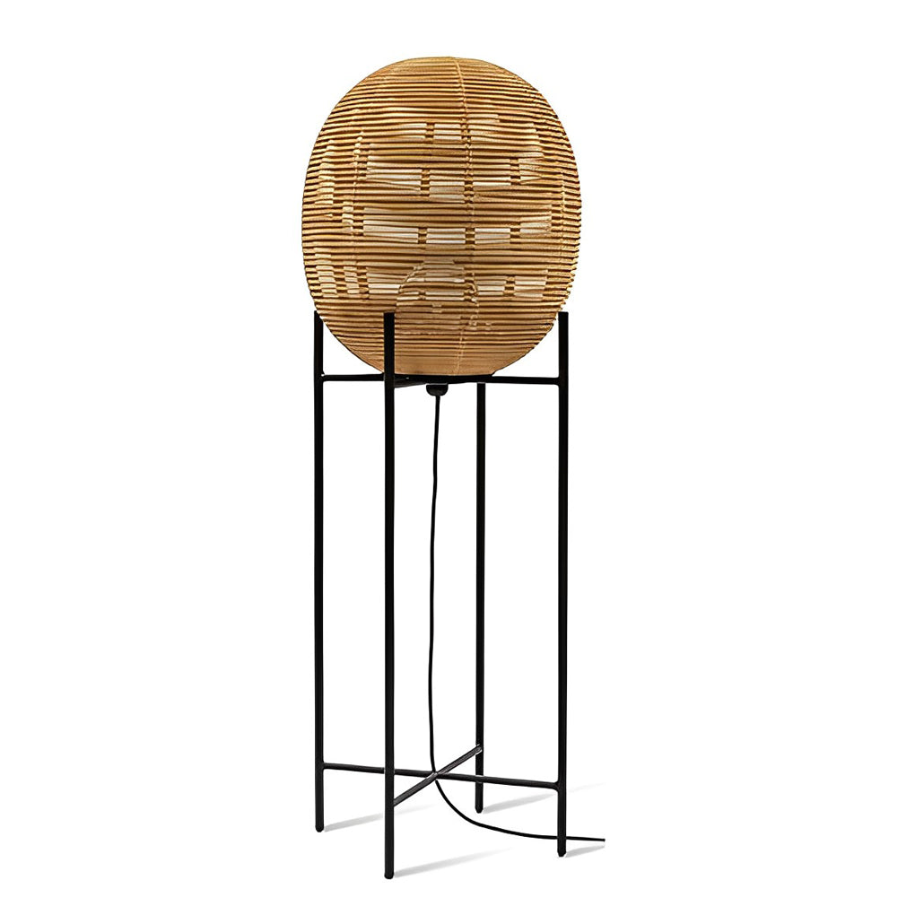 WINCHESTER WOVEN RATTAN AND IRON FLOOR LANTERN