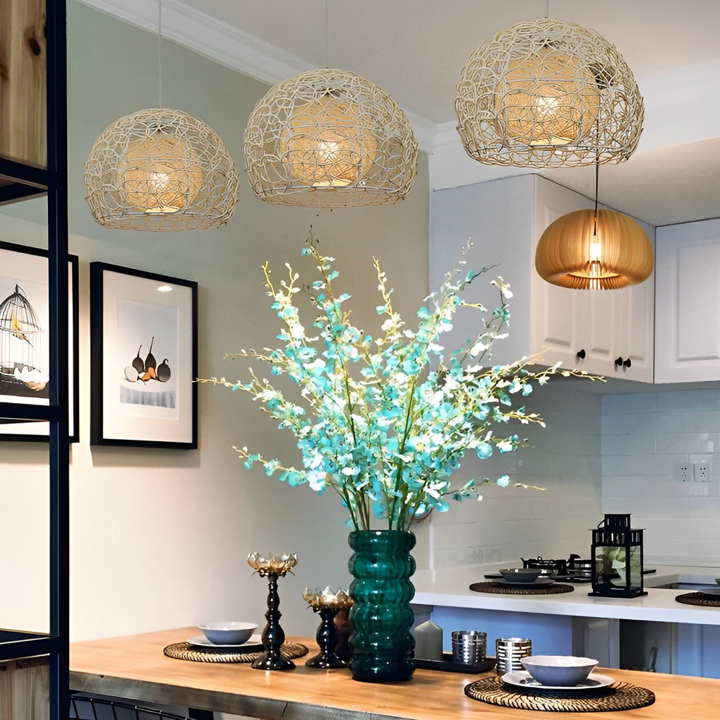 WHITLEY WOVEN RATTAN SPHERE PENDANT LIGHT