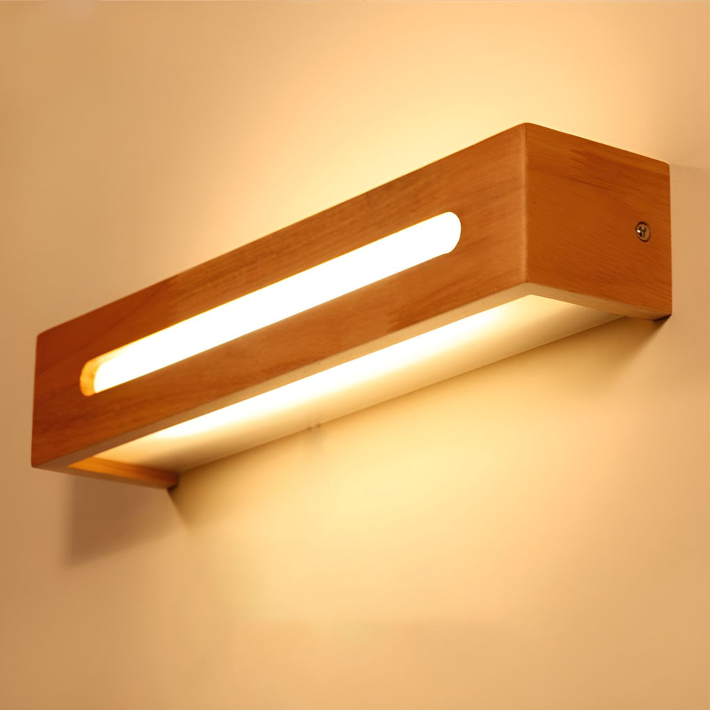WINDSOR WOODEN RECTANGLE WATER-RESISTANT LED MIRROR SCONCE