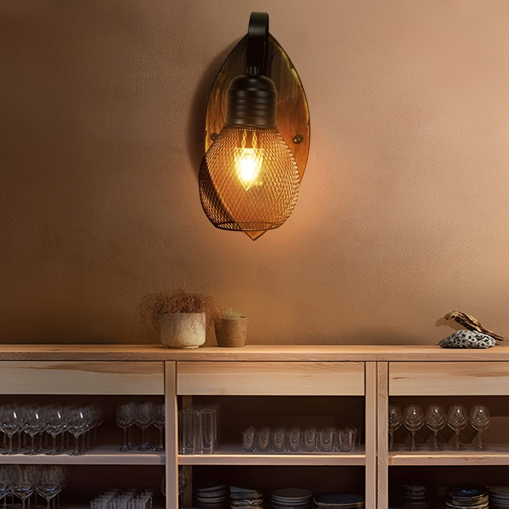 WINTERTON RUSTIC IRON AND WOOD WALL SCONCE
