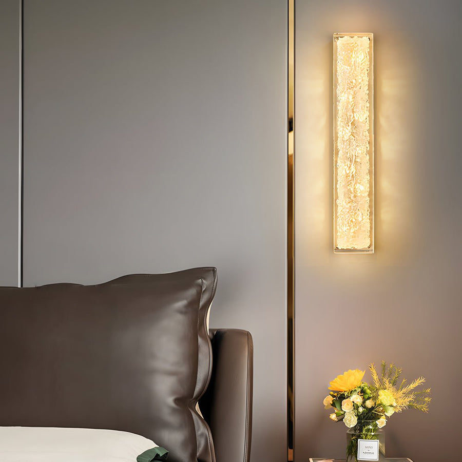 RAVENSTHORPE RECTANGULAR BRASS LED WALL LANTERN WITH ICE RESIN ACCENTS