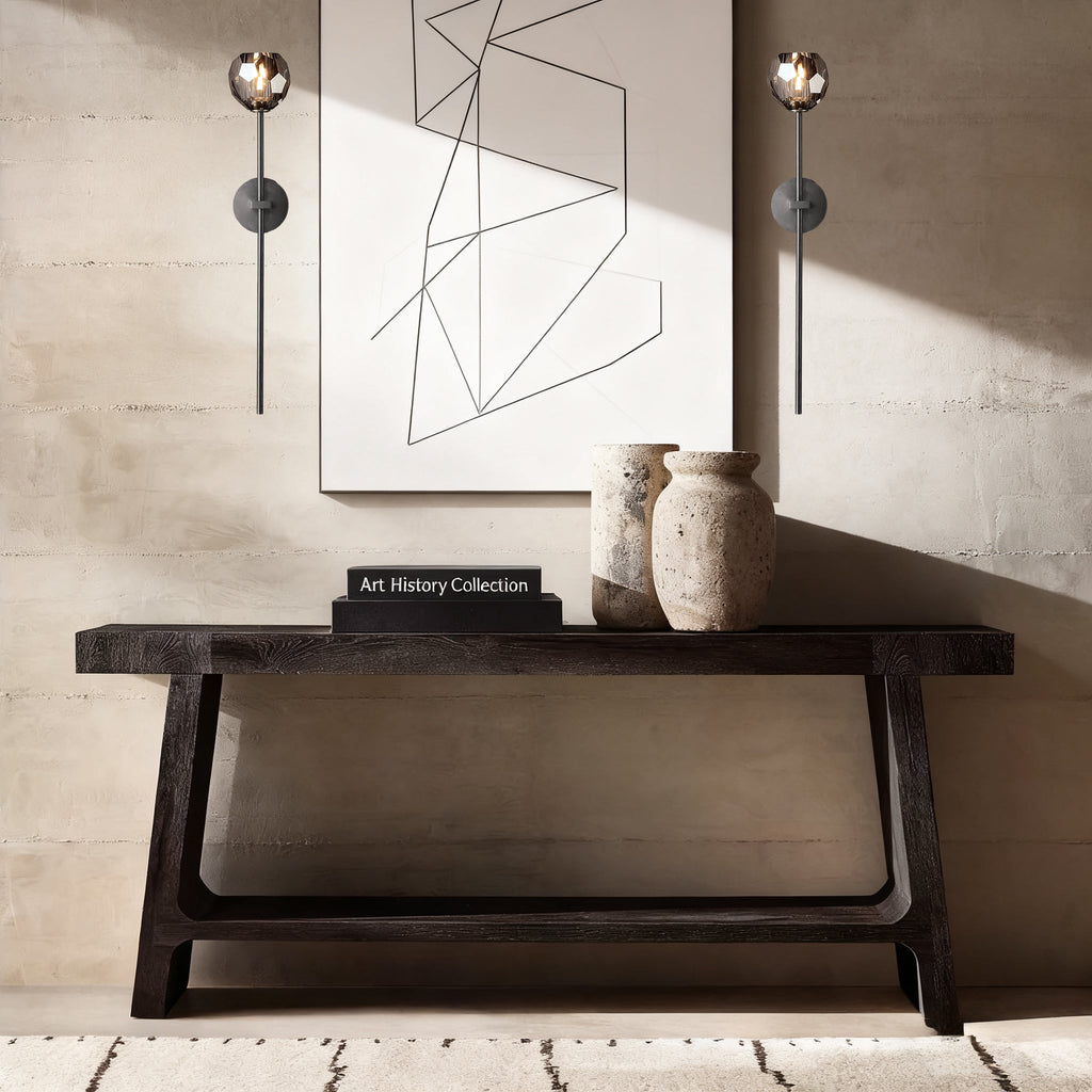VERITY SMOKED CRYSTAL WALL LANTERN