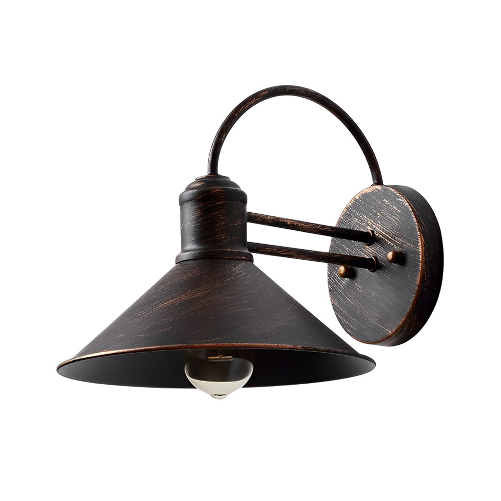WINDSOR CONE IRON OUTDOOR WALL LIGHTING - VINTAGE INDUSTRIAL WATERPROOF DESIGN