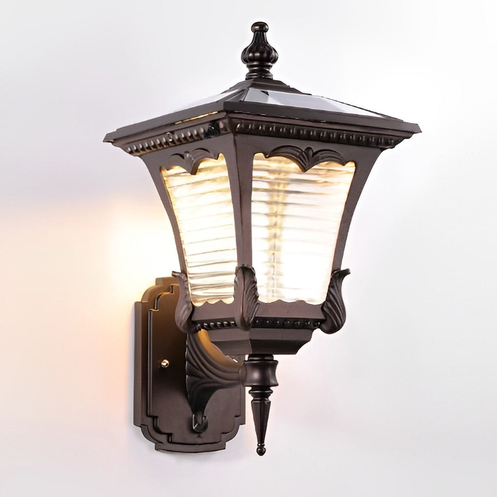 CHARLESTON STRIPED GLASS SOLAR WALL LANTERN