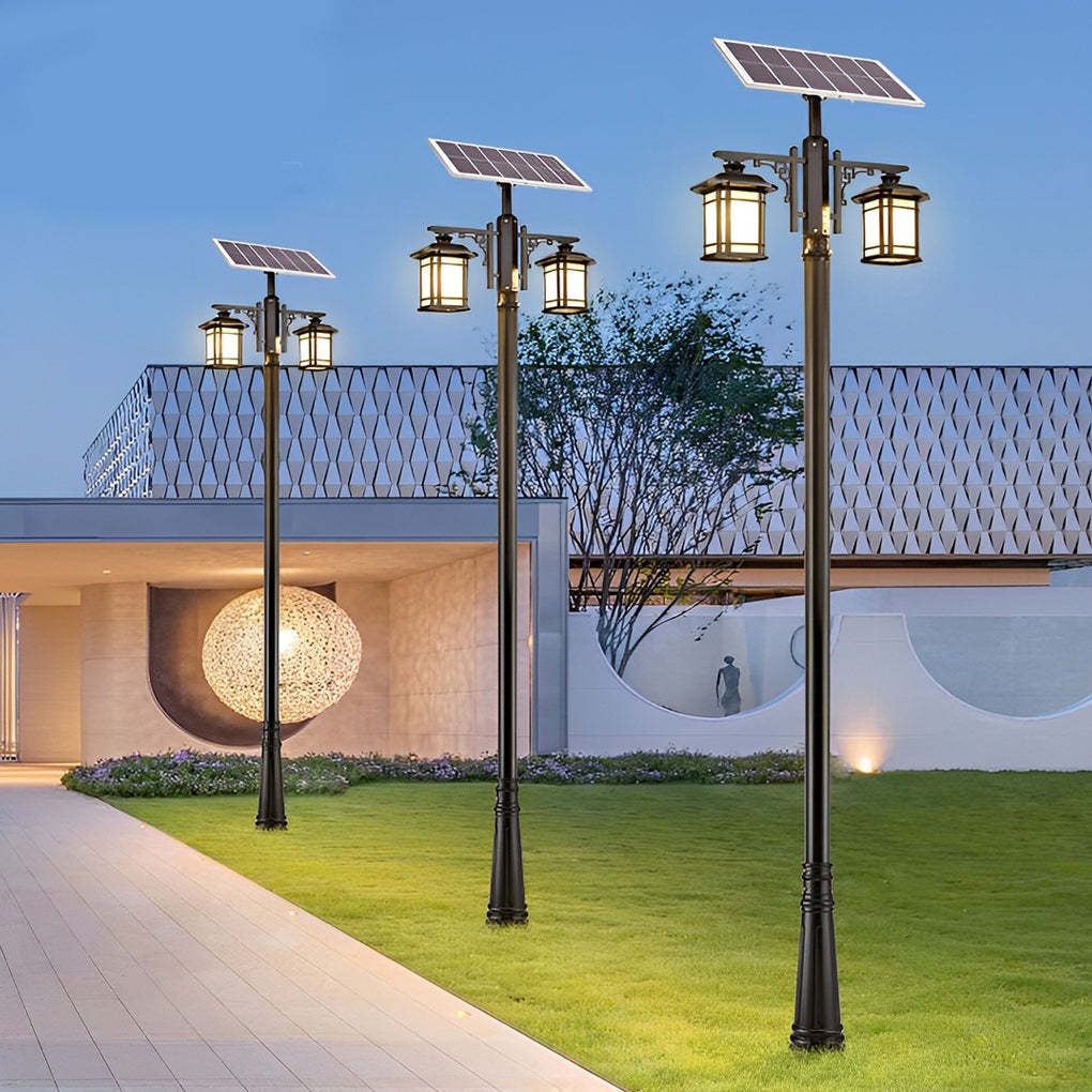BRAMBLETON RUSTIC SOLAR LANTERN WITH REMOTE CONTROL AND 3-LEVEL DIMMING