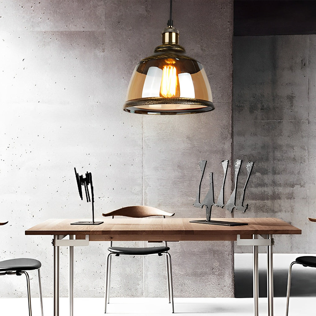 FENWICK GREEN BRONZE GLASS INDUSTRIAL PENDANT CHANDELIER