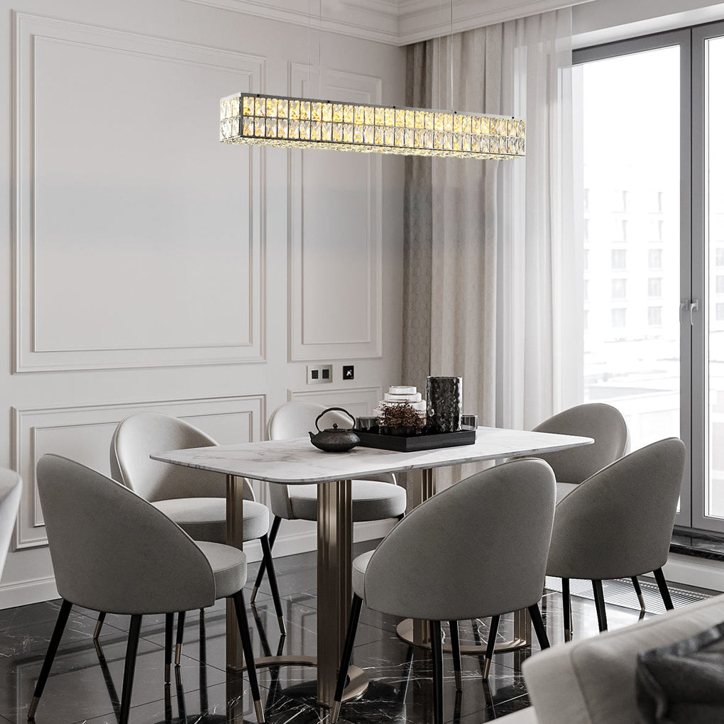 WINTHROP CRYSTAL RECTANGULAR THREE-TIER DIMMER CHANDELIER