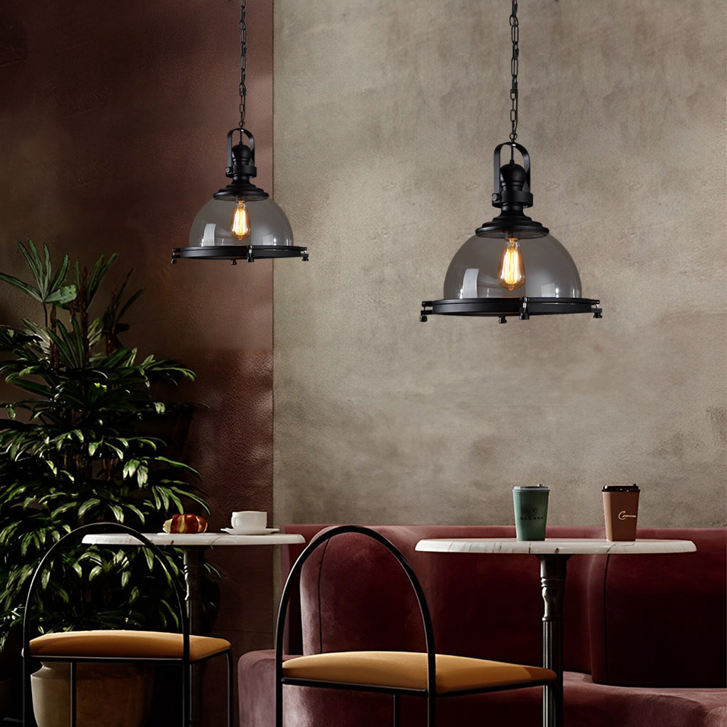 WINCHESTER SEMICIRCULAR IRON & GLASS PENDANT LIGHT