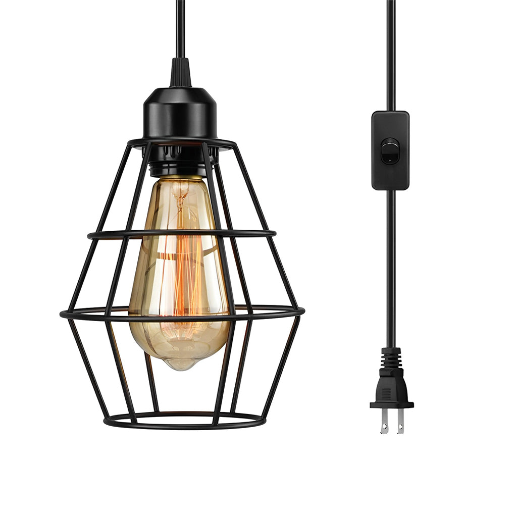 FENWICK INDUSTRIAL METAL CAGE CHANDELIER WITH SWITCH CONTROL