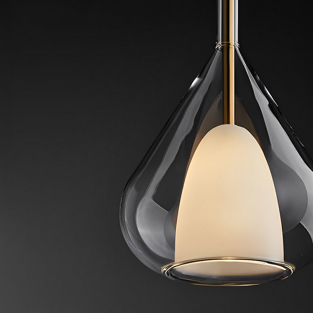 FENWICK AQUA DROPLET DOUBLE-TIERED GLASS PENDANT